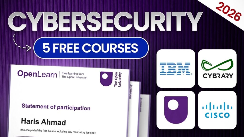 5 Free Cybersecurity Courses with FREE Certificates in 2026